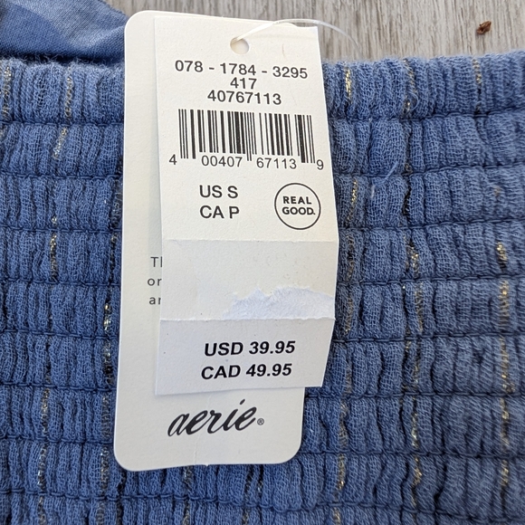 NWT Aerie Blue Gauzy Cinched Tube Top With Removable & Adjustable Straps Size S - Picture 10 of 10